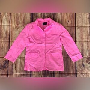 Wave Women's Long Sleeve 2 Button Collared Bright Pink Shoulder Padded Blazer L